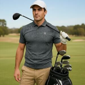 Nike Tiger Woods Polo Shirt Mens Large Black Quail Hollow Golf Digital Camo Logo